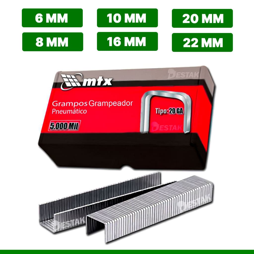 Grampo P/ Grampeador Pneumatico 20Ga 22Mm 5000Un 576649 Mtx