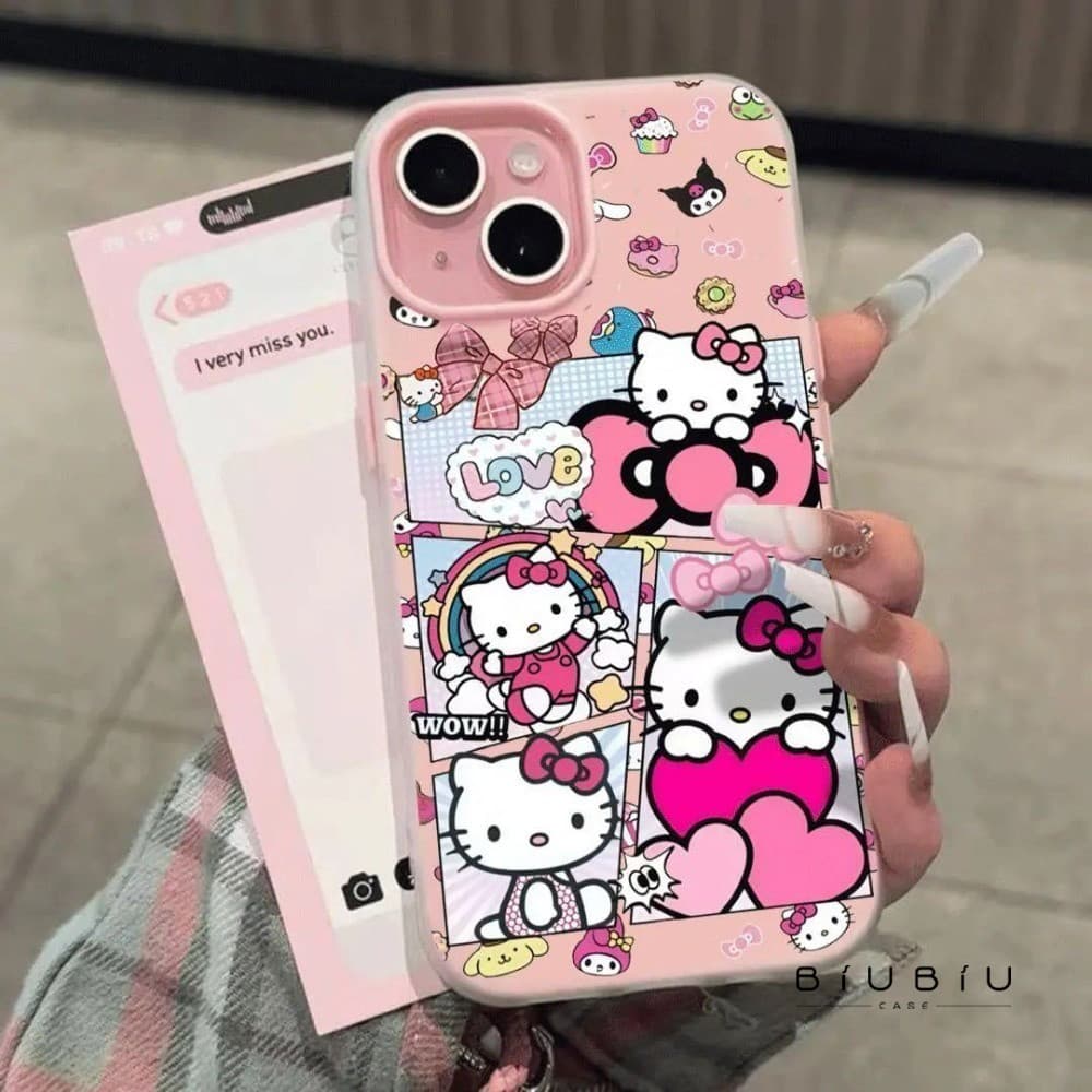 Capa Para IPhone 13 11 15 14 12 16 17 Normal Pro Max Air 2 Em 1 Adorável Gatinho Geléia