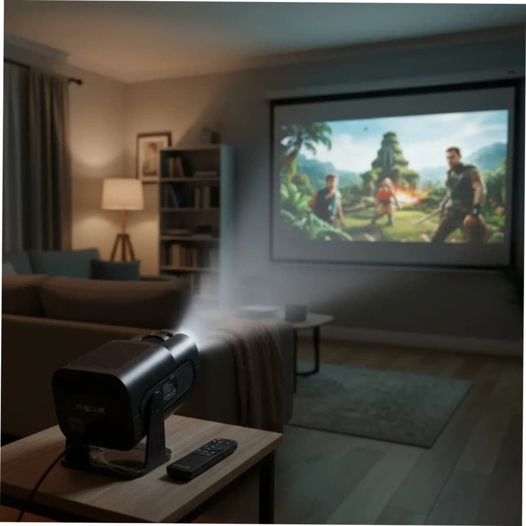 Preto - Projetor Portátil HY 320 Mini LED Full HD Cinema Casa USB HDMI - BM-F1121B