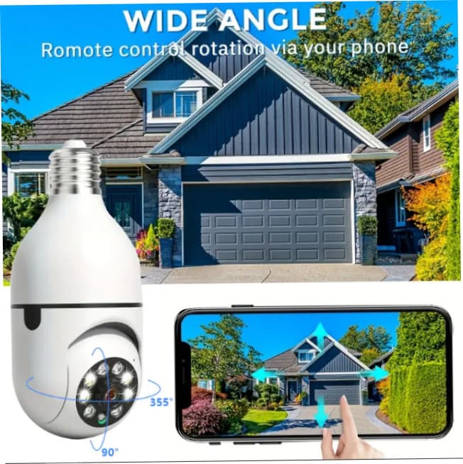 Câmera Lâmpada IP WiFi 360° Full HD 1080p Visão Noturna Colorida Áudio Bidirecional E27 Bivolt