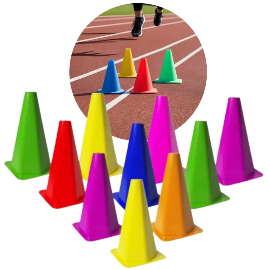 Kit 10 Cones de Agilidade para Treinamento Funcional Exercícios Futebol e Academia