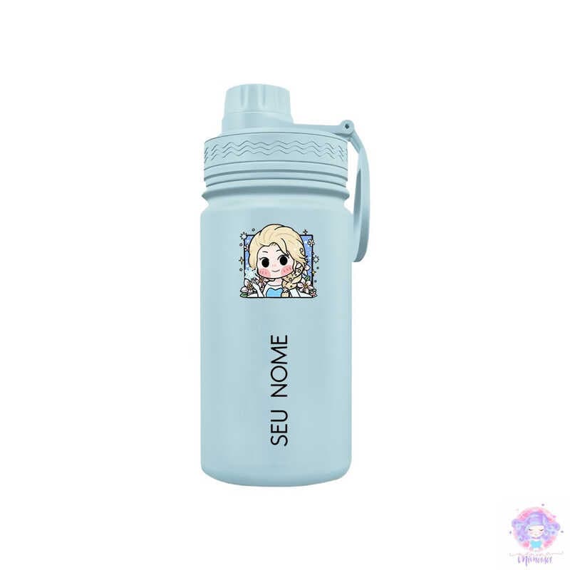 Chibi Elsa - Garrafa Térmica Fresh Com Alça Personalizada Infantil com Seu Nome 350ml 550ml 600ml