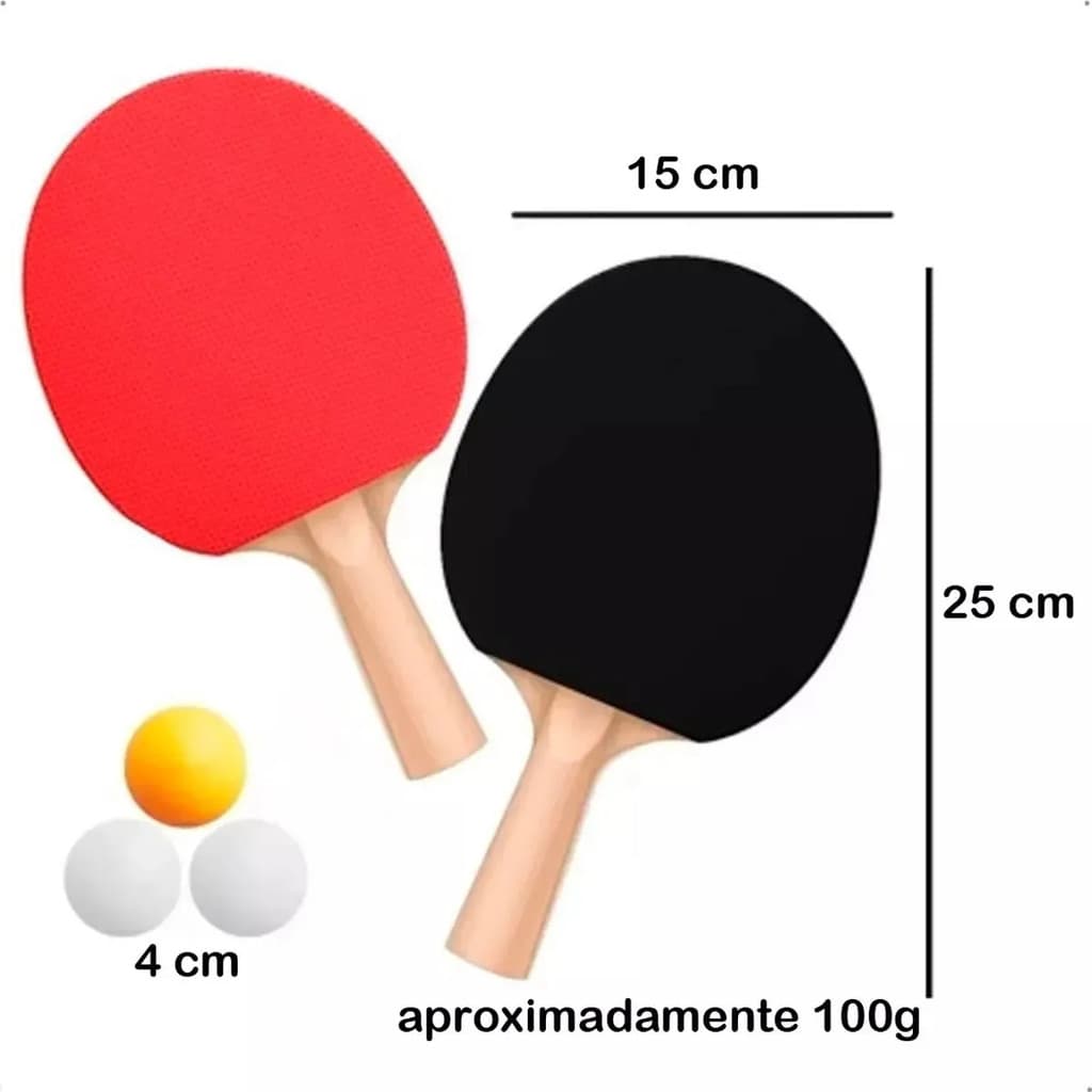 Kit 2 Raquete Tenis De Mesa Ping Pong Lisa 3 Bolinhas