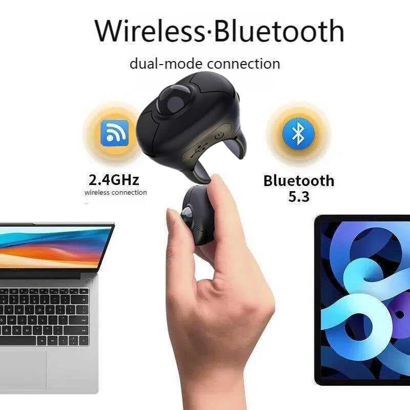 Mouse Sem Fio Modo Duplo Trackball Dedo Anel 2.4G Bluetooth Mini Air Para Vídeos Curtos PPT Apresentações Telas De Exibi