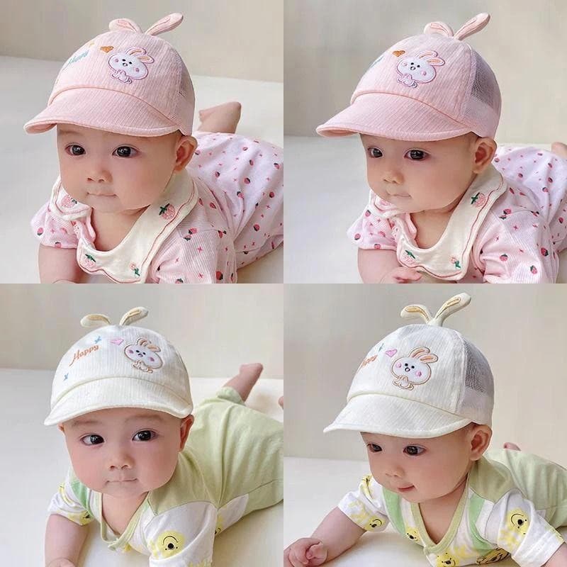 0-6 Meses Bebê Malha Língua De Pato Boné Bonito Coelho Pára-Sol Chapéu De Pico Recém-Nascido Viseiras De Fino Algodão Ve