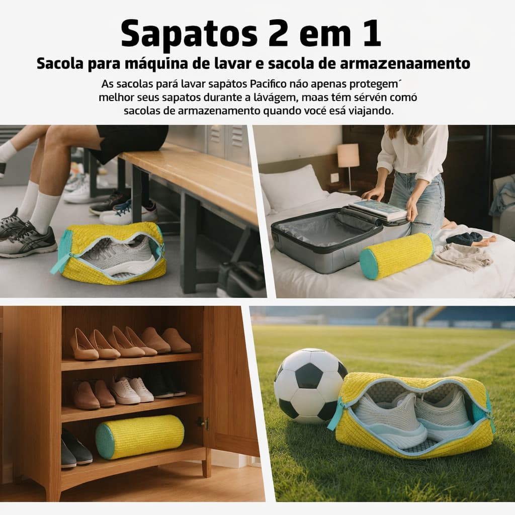 Saco De Lavagem Para Tenis / Sapatos - Para Máquina De Lavar (2 em 1)