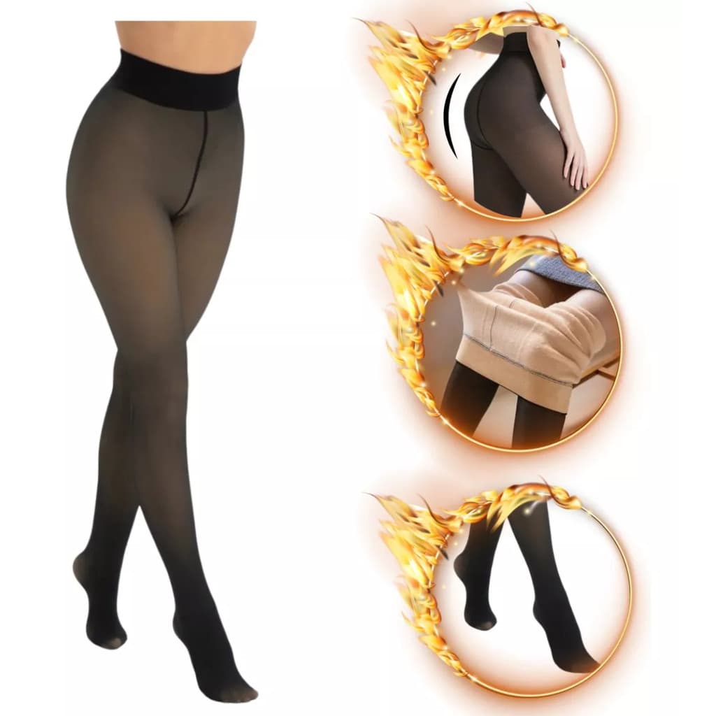 Meia Calça de Lã Térmica Translucida Forrada com Pelinho Conforto e Calor