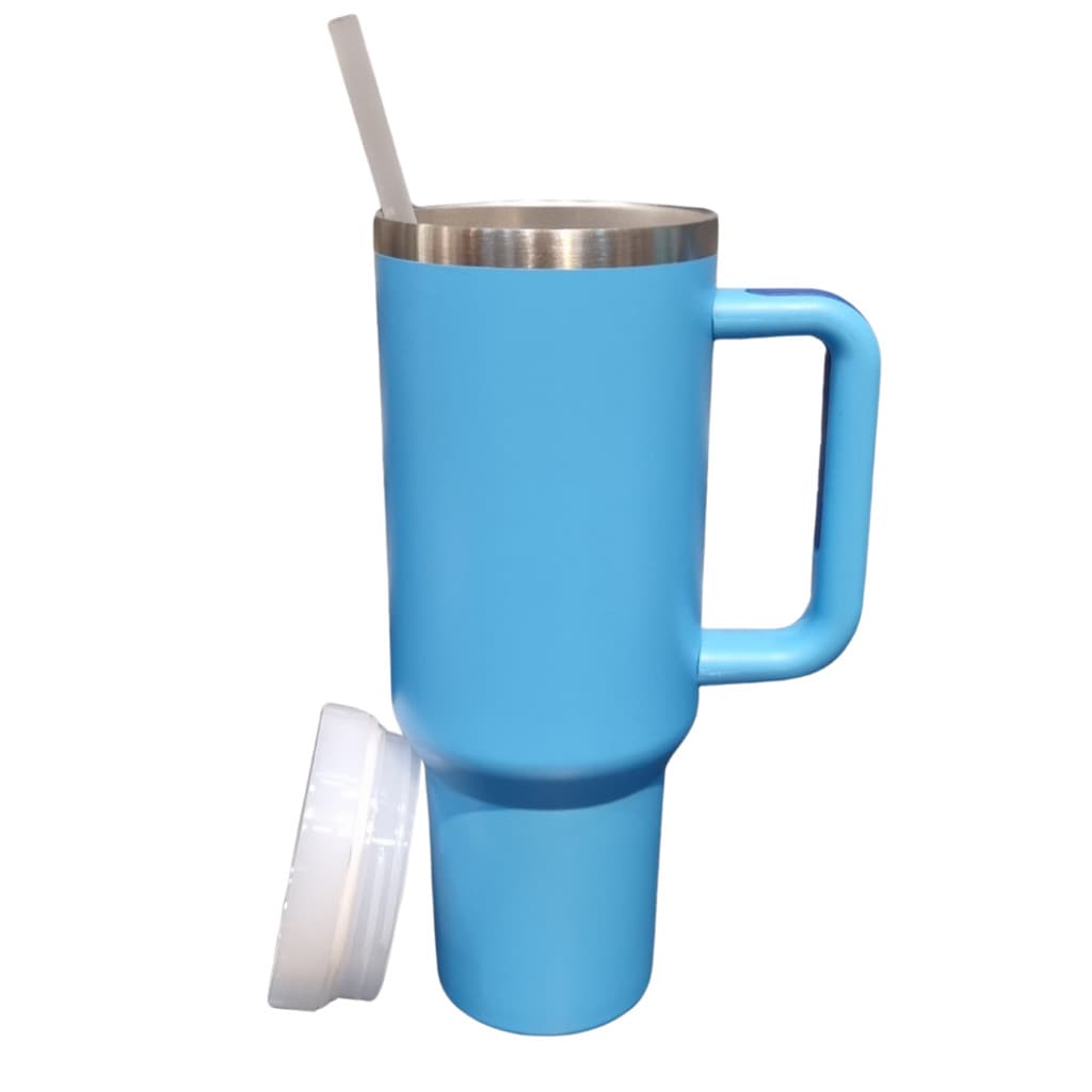 Copo Caneca (1200 ml) Térmica Inox com Alça e Canudo