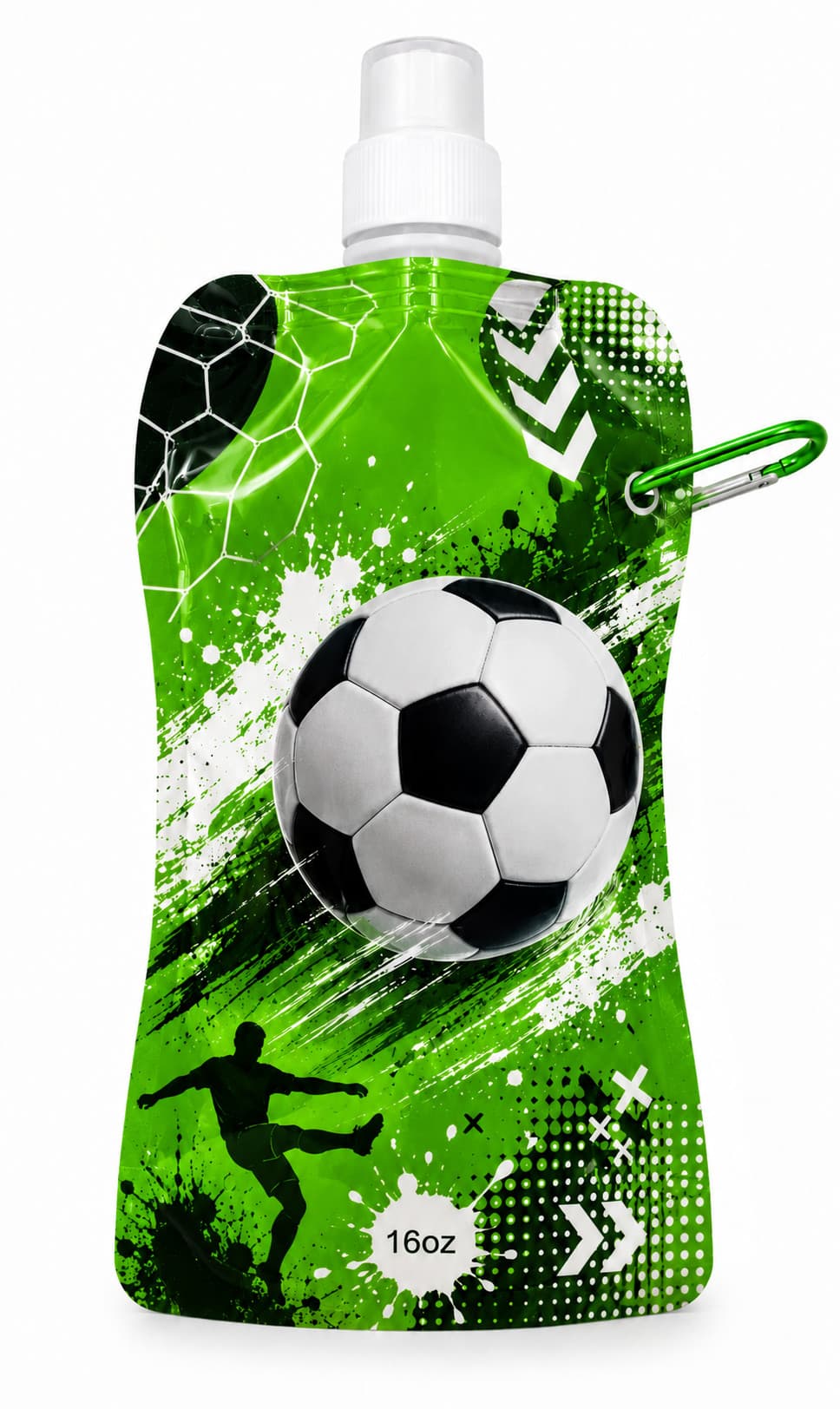 Garrafa Dobrável Flexível Squeeze Com Mosquetão 480ml Academia Esporte Caminhada Trilhas Escolar