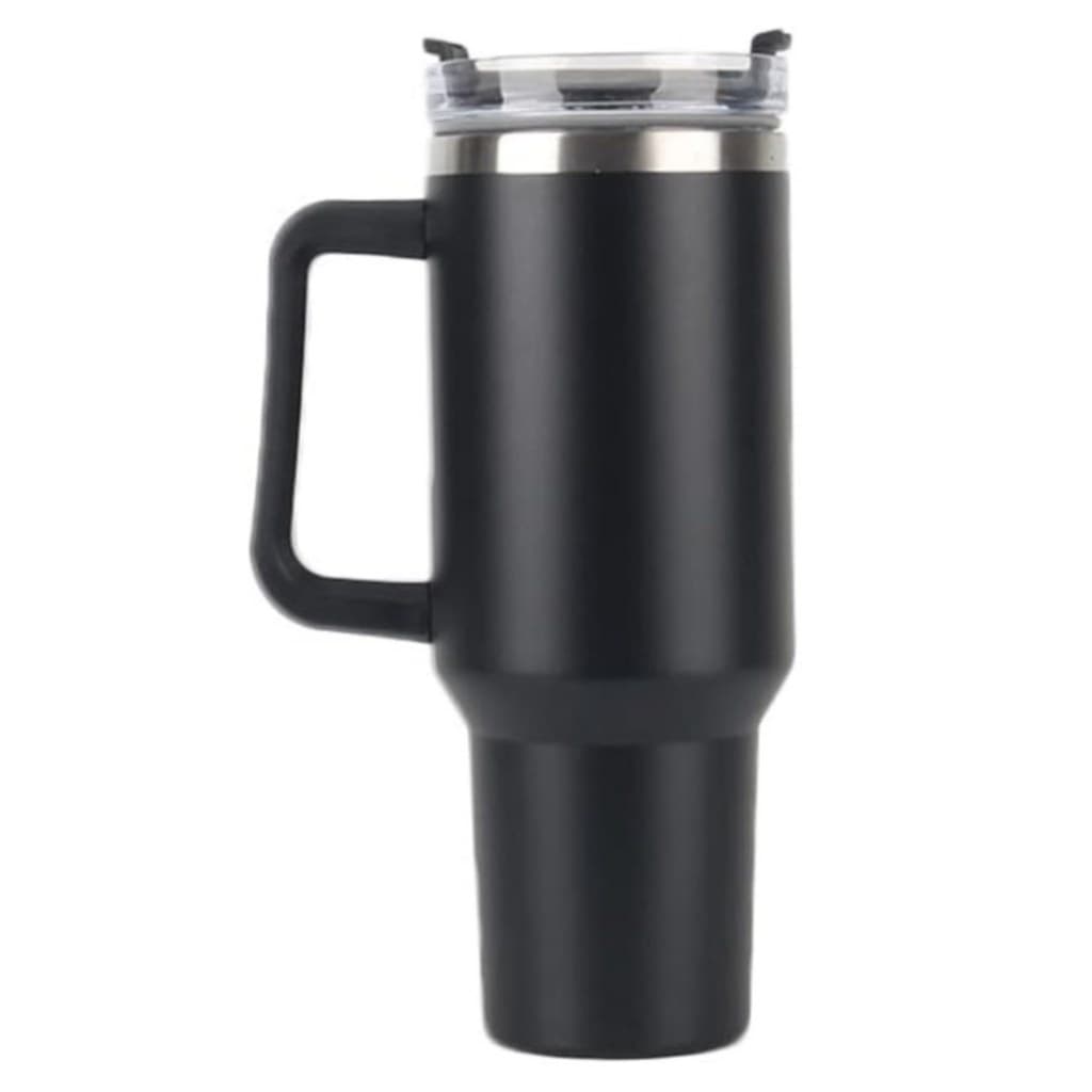Normal - Copo Caneca (1200 ml) Térmica Inox com Alça e Canudo - Preto