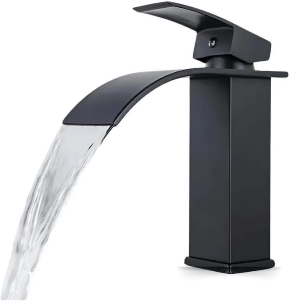 Torneira Monocomando Lavatório Preta Fosca Bico Cascata