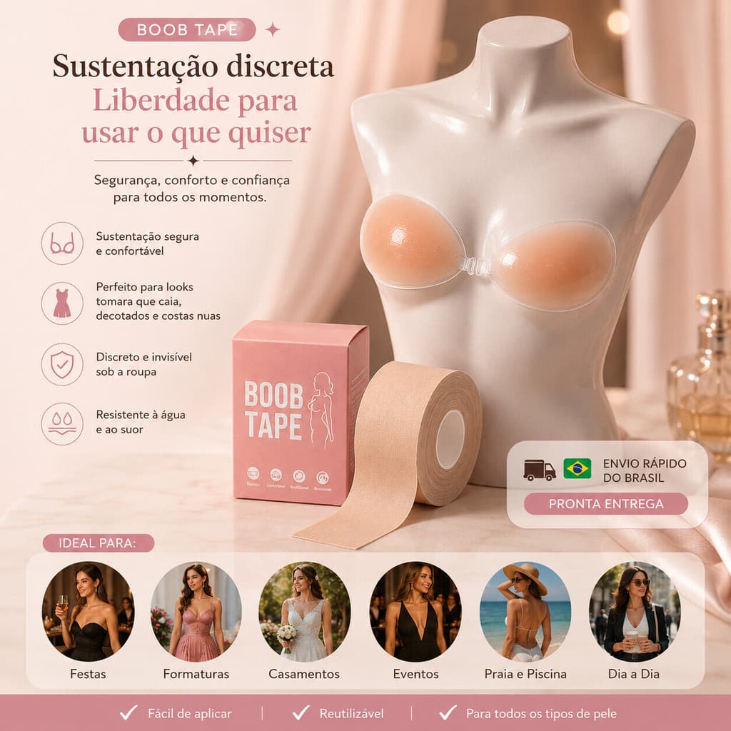 Combo Invisível: Sutiã Adesivo Rolo Fita Up + Sutiã de Silicone – Para Festas e Eventos ZY-001 + GG20