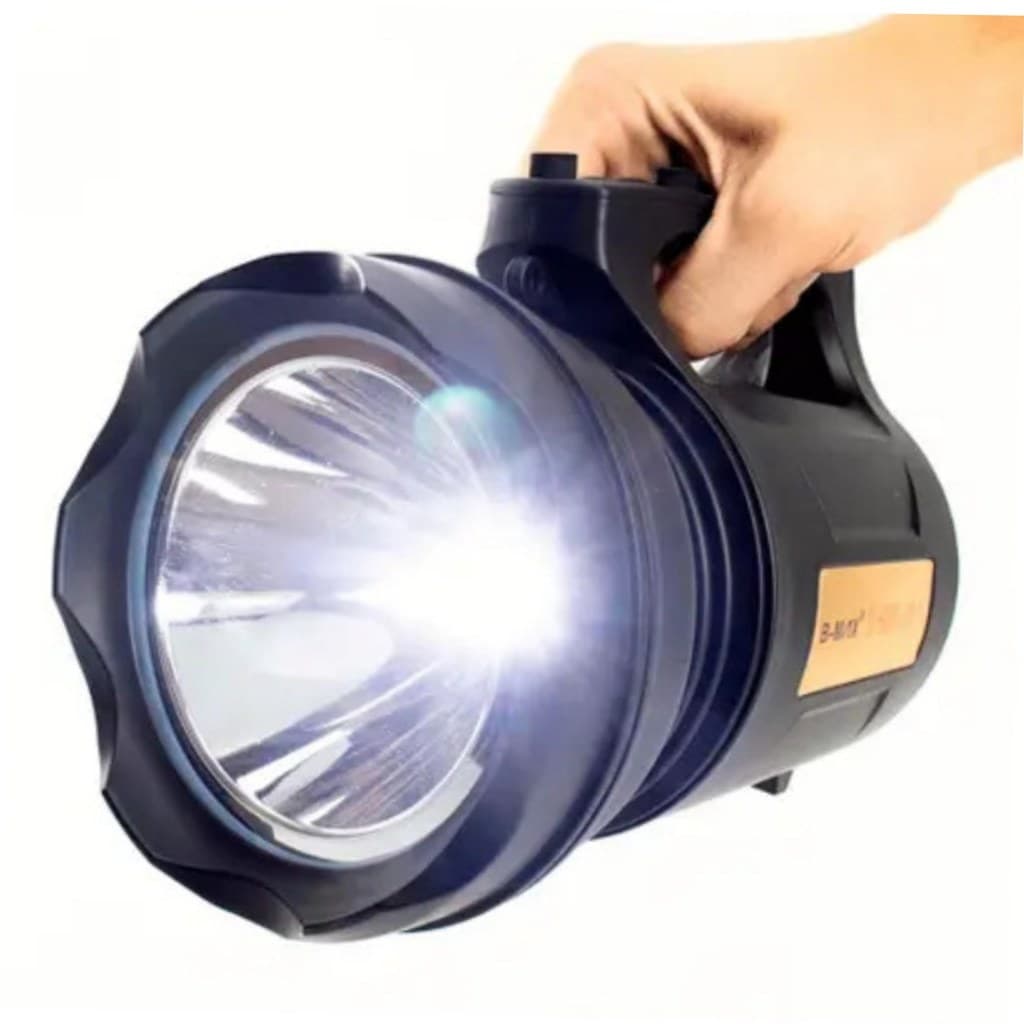 T6 LANTERNA BIVOLT - Holofote LED PRETO 30W Recarregável Pesca Trilha Camping - BM-6000A