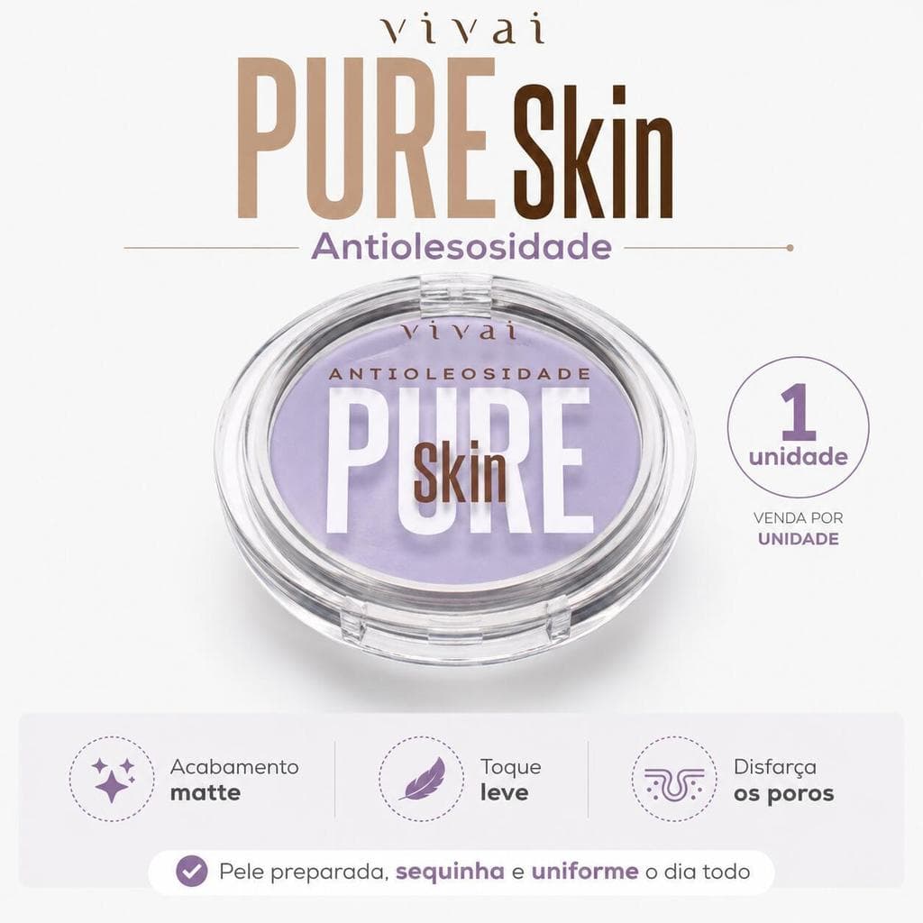 Pó Facial Matificante Vivai Pure Skin Antioleosidade Efeito Matte Primer e Finalizador