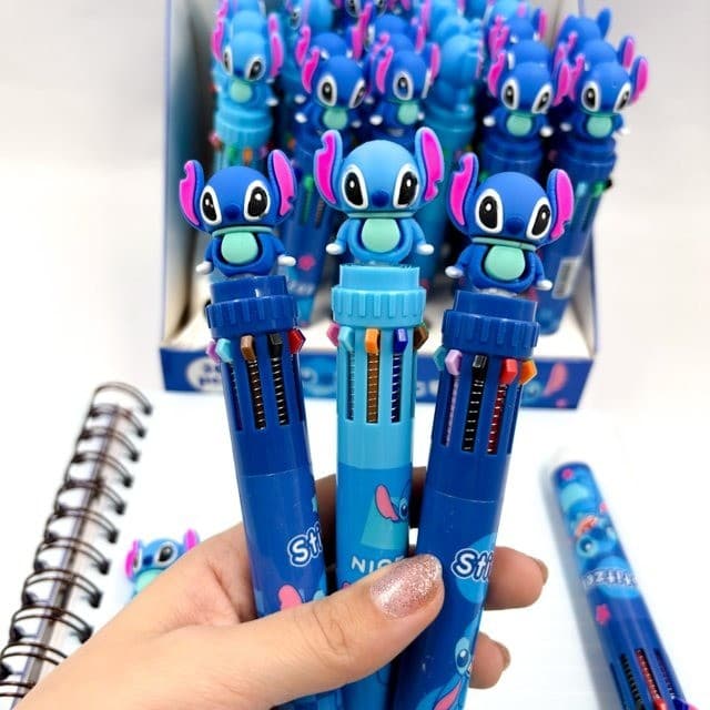 Kit 3 Canetas 10 Cores Cada Personagem Stitch Caneta Multicolorida