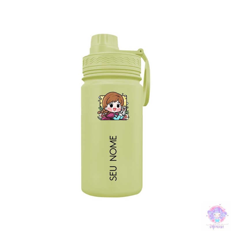 Chibi Anna - Garrafa Térmica Fresh Com Alça Personalizada Infantil com Seu Nome 350ml 550ml 600ml