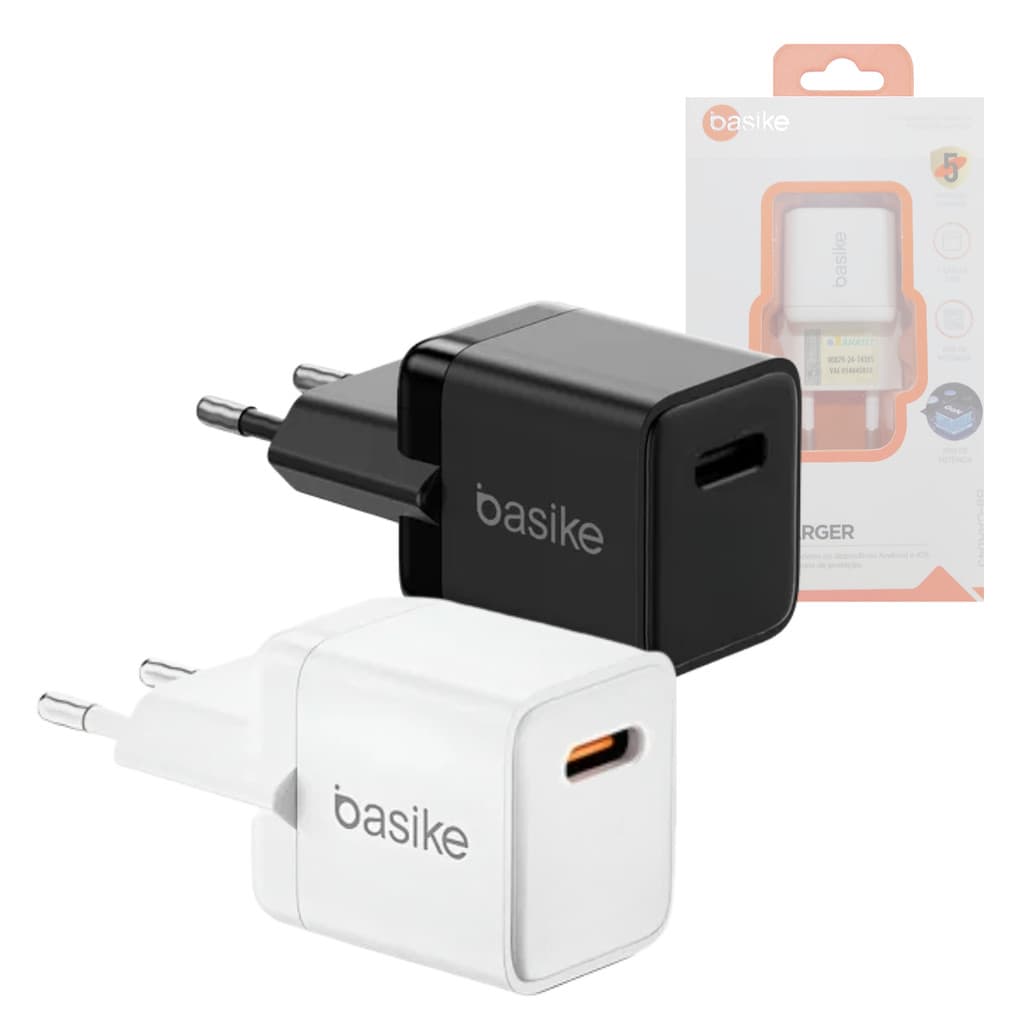 Fonte Carregador Rápido 20W com Porta TIPO-C BASIKE BA-CAR045