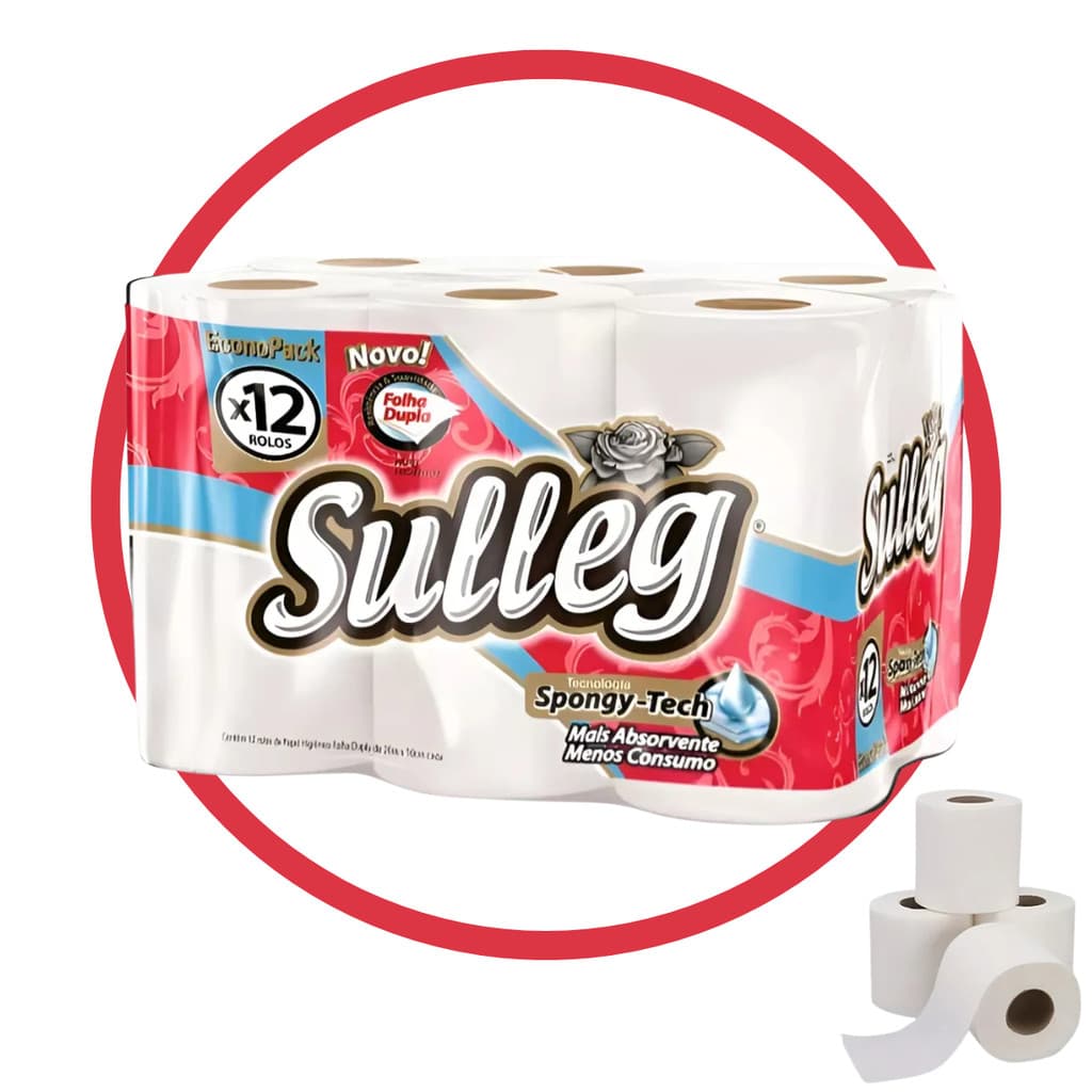 Papel Higiênico Sulleg Folha Dupla – 12 Rolos com 20m cada