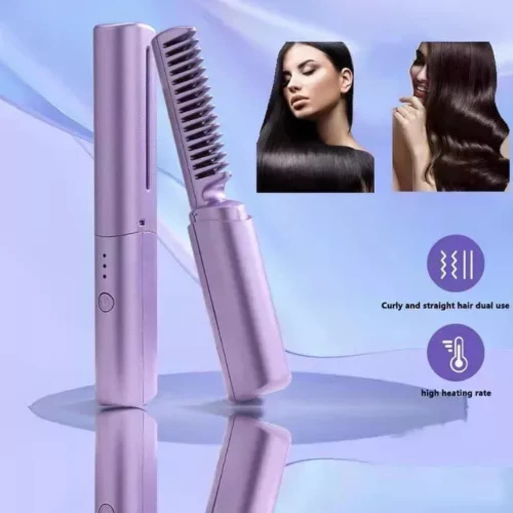Mini Pente Alisador Capilar Bivolt Portátil Rosa ou Roxo – leve, prático, rápido aquecimento e ideal para viagem
