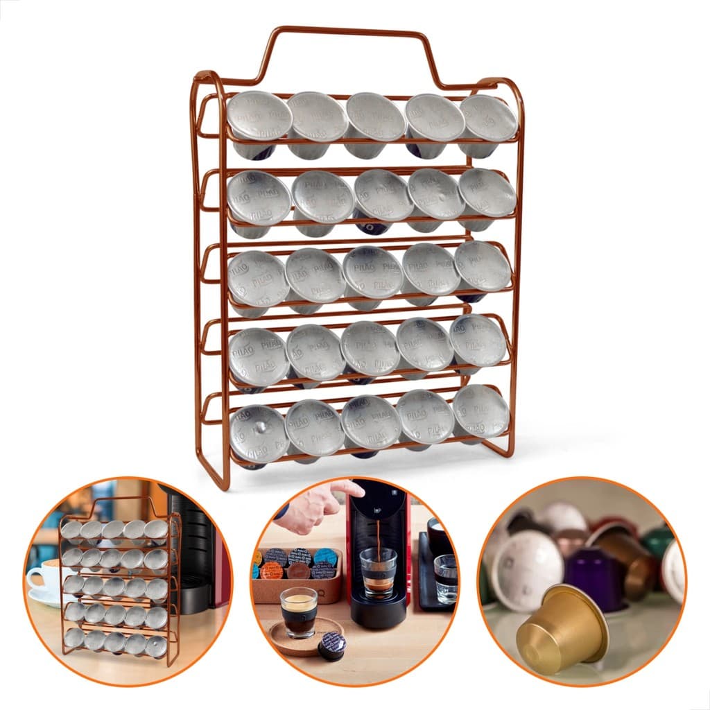 Suporte Elegante para 50 Cápsulas Nespresso Cobre - Organização e Praticidade