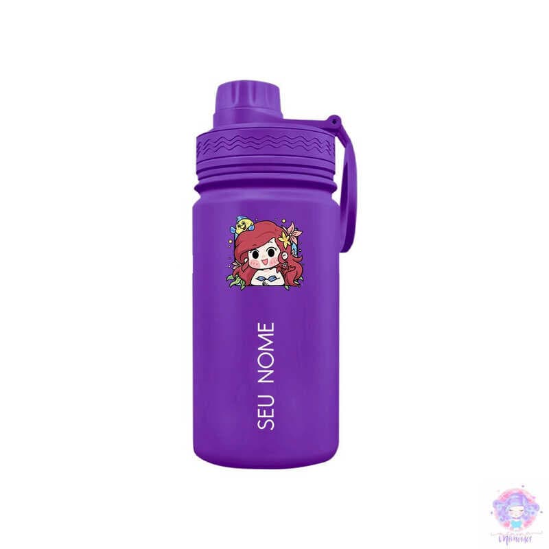 Chibi Ariel - Garrafa Térmica Fresh Com Alça Personalizada Infantil com Seu Nome 350ml 550ml 600ml