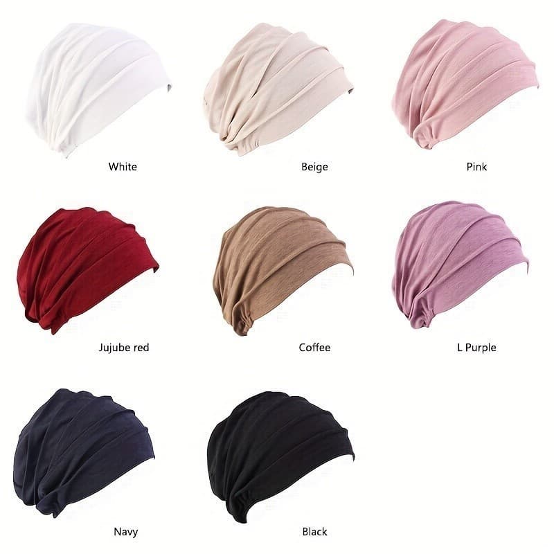 Turbante de Cor Sólida, Faixa de Cabeça Plissada, Bandana, Gorros Casuais, Chapéus para Quimioterapia