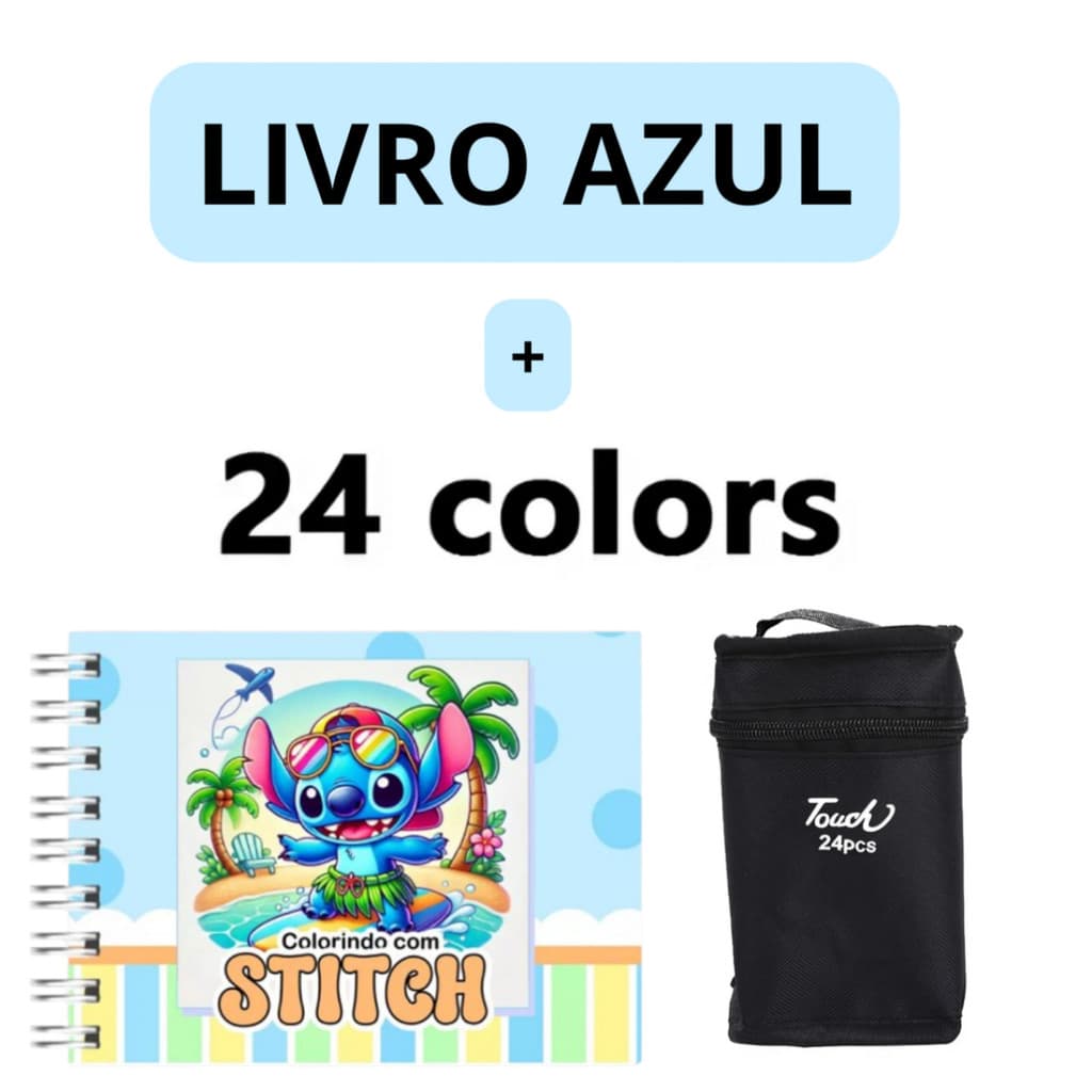 Kit Livro Colorir + 24 Canetas.