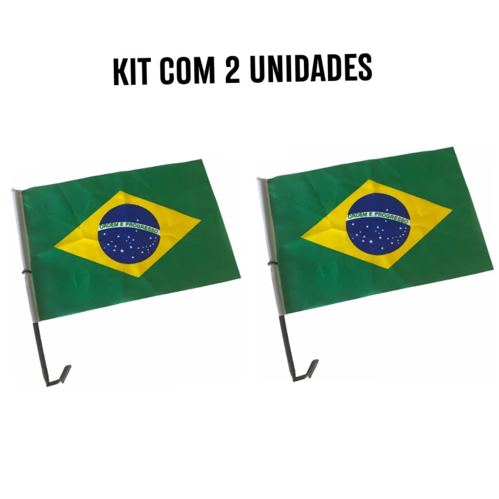 Conjunto com 2 Bandeiras do Brasil para Vidro de Carro – Torcida Copa do Mundo