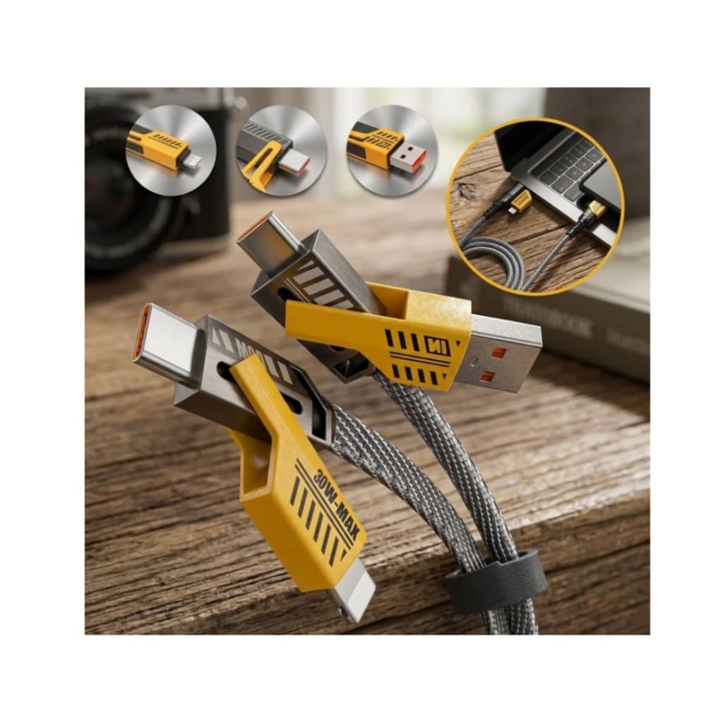 Cabo de dados 4 em 1 (USB/2x TPC/Lightning) PD 27W / 65W - 1