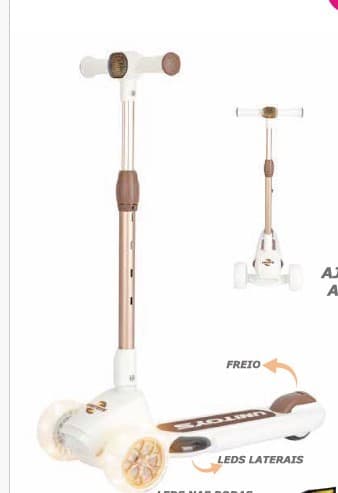 PATINETE SUPER LEDS 3 RODAS BRANCO