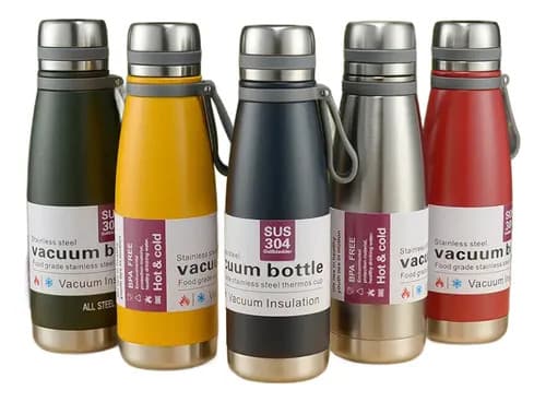 Garrafa de Água Térmica Squeeze Inox Esportiva Academia Caminhada Camping 500ML Isolada a Vácuo Aço Inox 1000ml