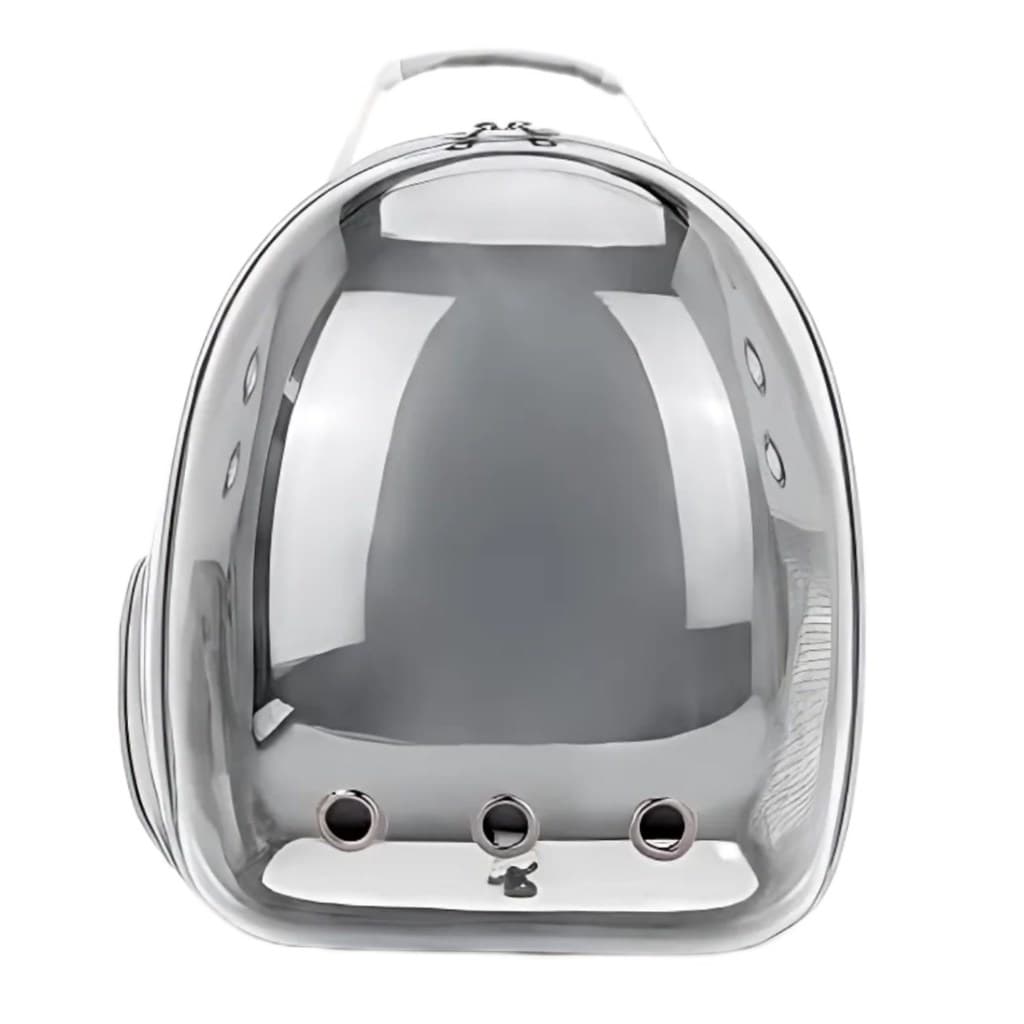 CINZA - Mochila Pet Transporte para Cães e Gatos Visão Ampla com Entrada de Ar