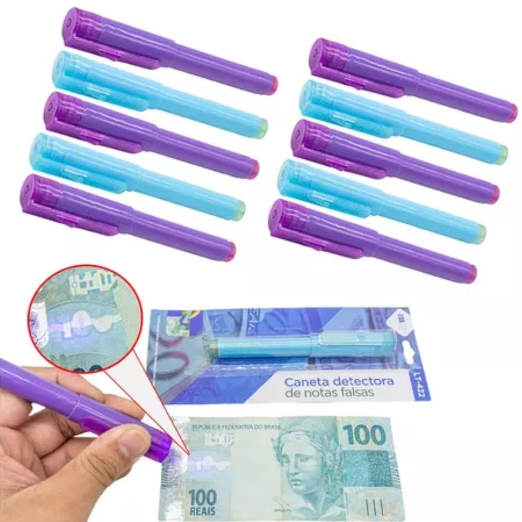 Caneta Detectora de Dinheiro Falso com Luz UV Portátil