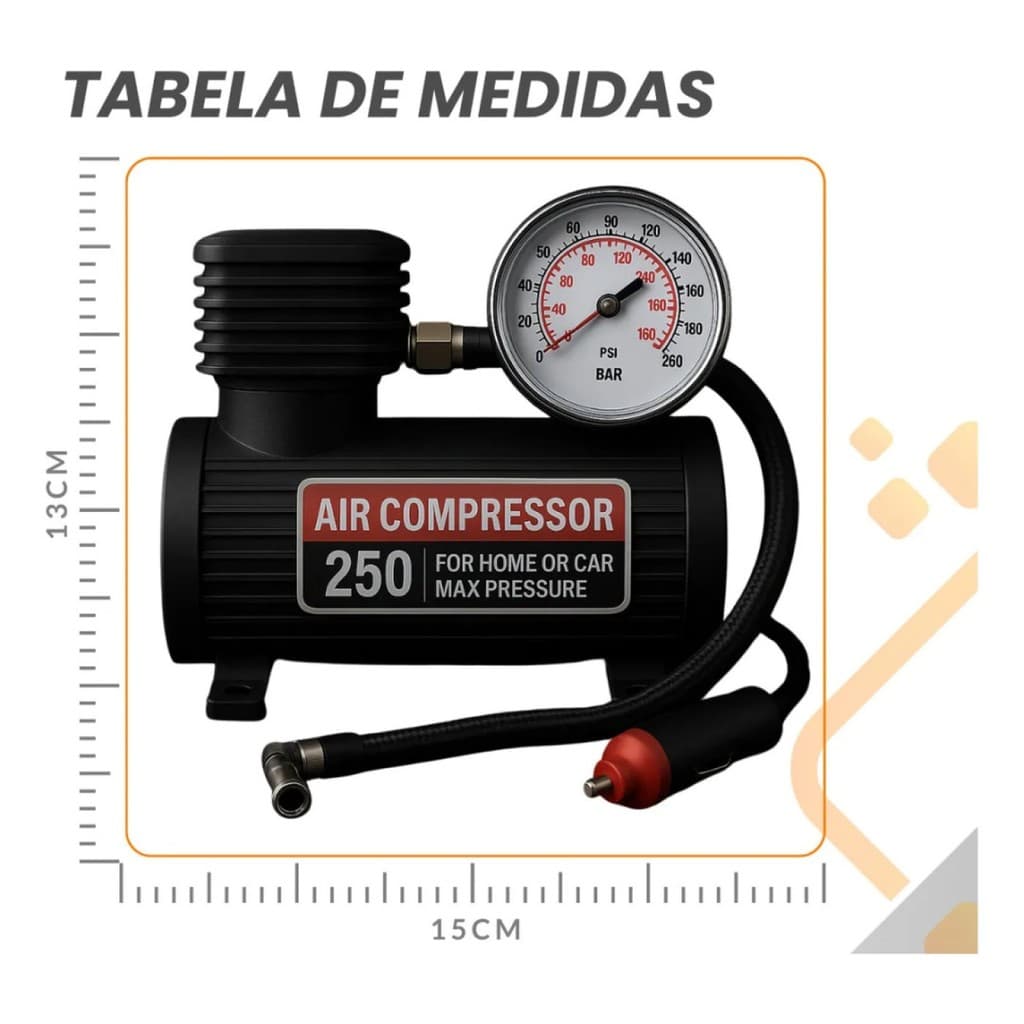 Mini Compressor De Ar Portátil 250Psi O Mais Potente 12Volt para vc sempre