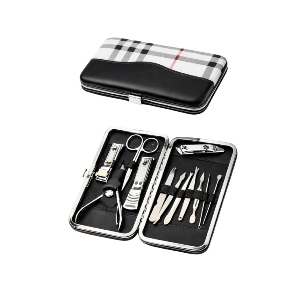 Kit Manicure Pedicure 12 Peças Estojo Portátil Estampado Luxo