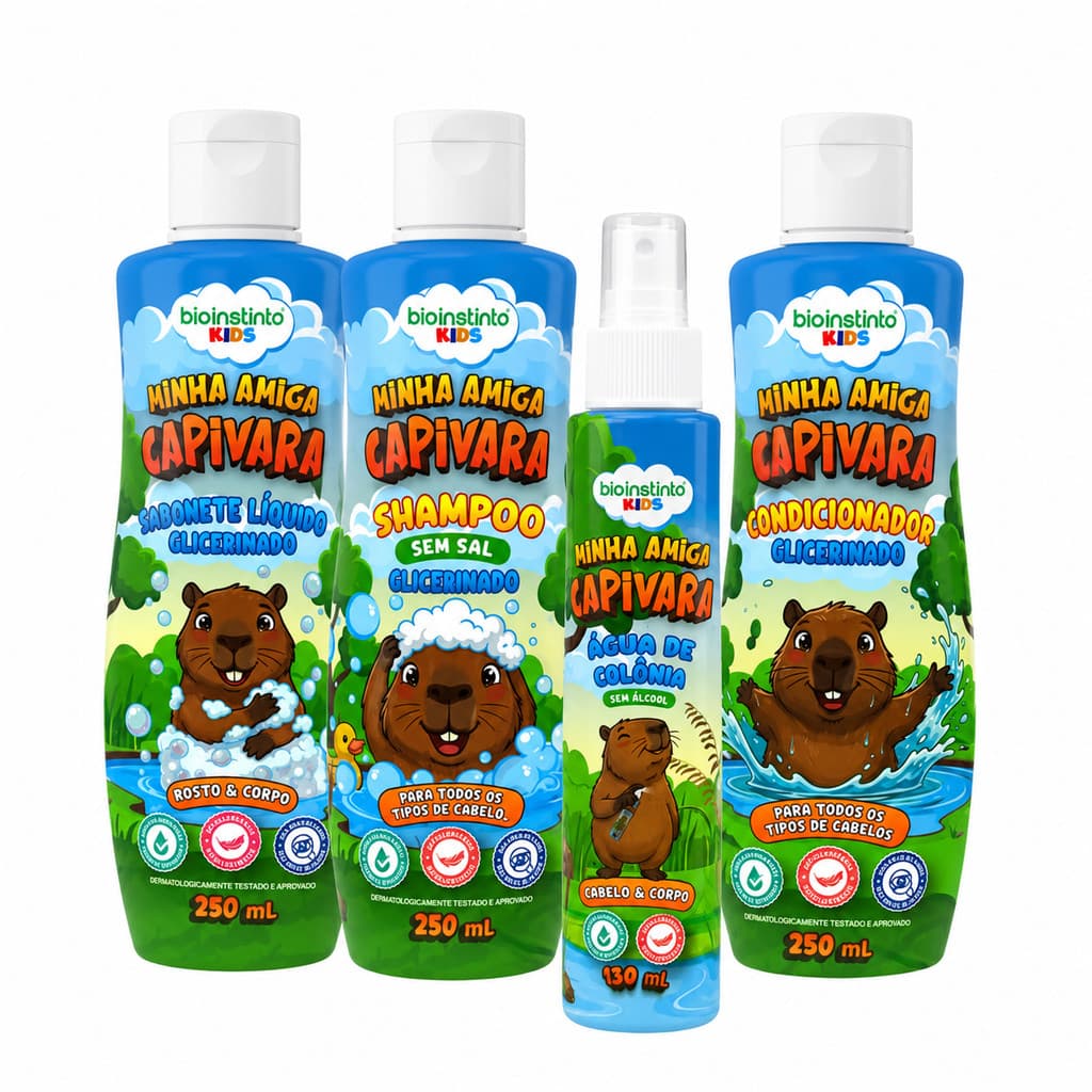 Kit Banho Capivara Infantil Bioinstinto Kids