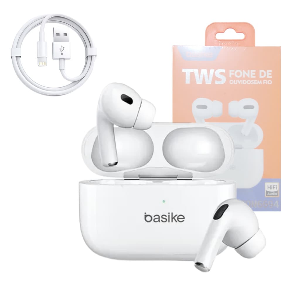 Fone De Ouvido Bluetooth 5.3V TWS Premium Case de Carregamento Basike BA-FON6694