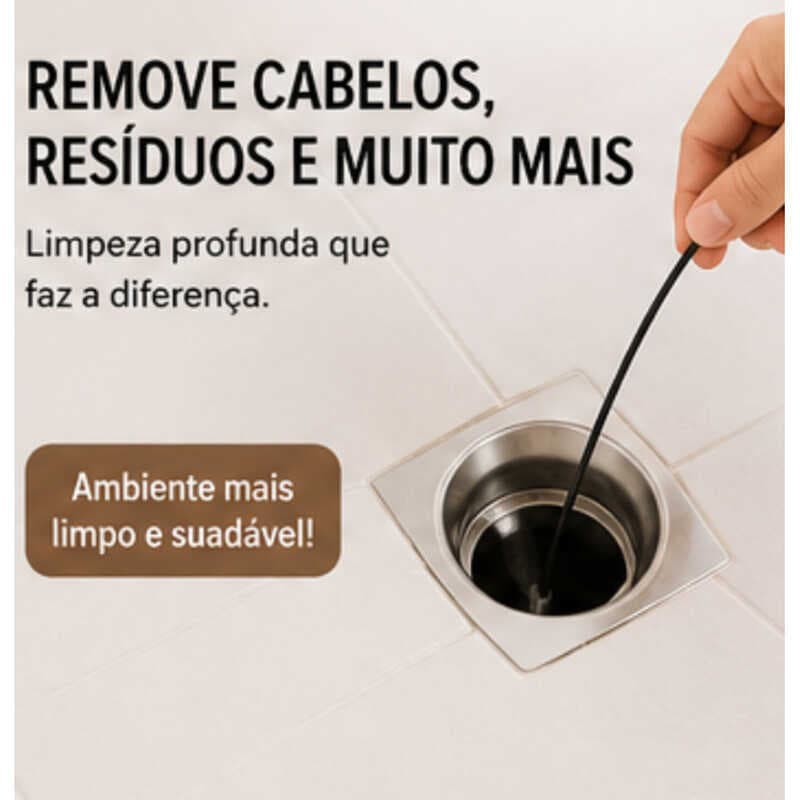 🛠️ Desentupidor Flexível para Ralos Tubulações Cabo Desentupidor Manual para Pia, Vaso Sanitário e Esgoto Reutilizável