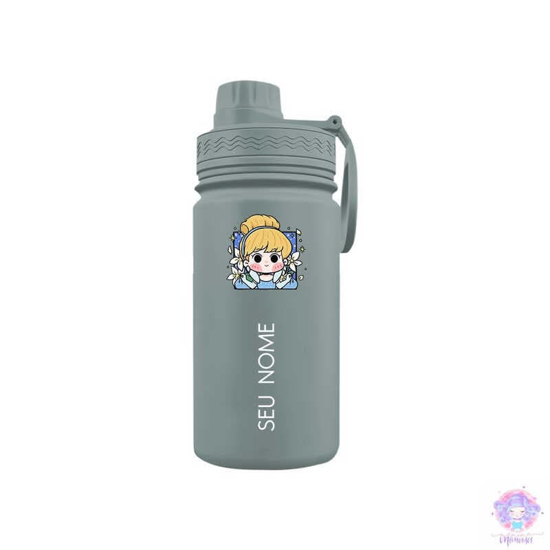 Chibi Cinderella - Garrafa Térmica Fresh Com Alça Personalizada Infantil com Seu Nome 350ml 550ml 600ml