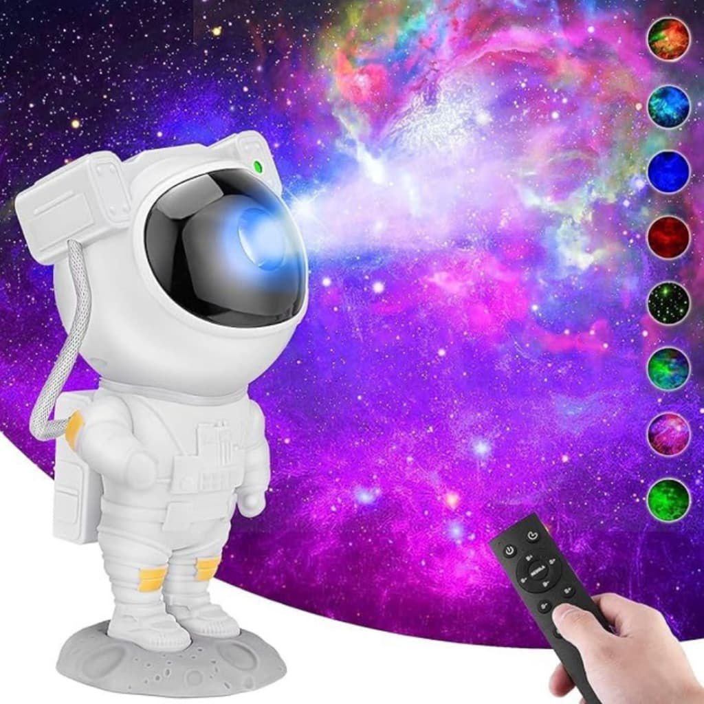 Projetor Mini Astronauta Luz Estelar Decoração Cósmica para Quartos e Bebês com Controle Remoto BM-F927