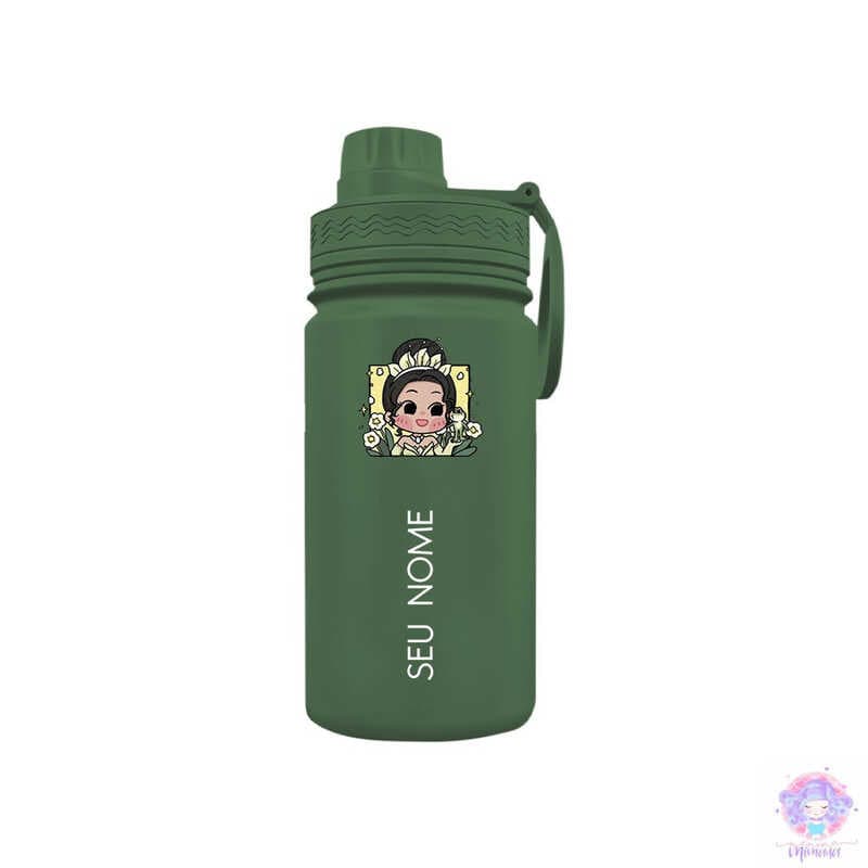 Chibi Tiana - Garrafa Térmica Fresh Com Alça Personalizada Infantil com Seu Nome 350ml 550ml 600ml