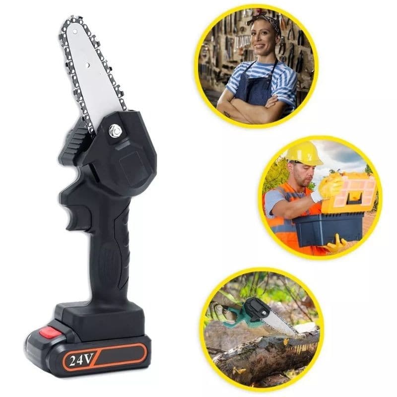 Mini Motosserra Elétrica 24V – Bivolt 400W para Jardim e Madeira