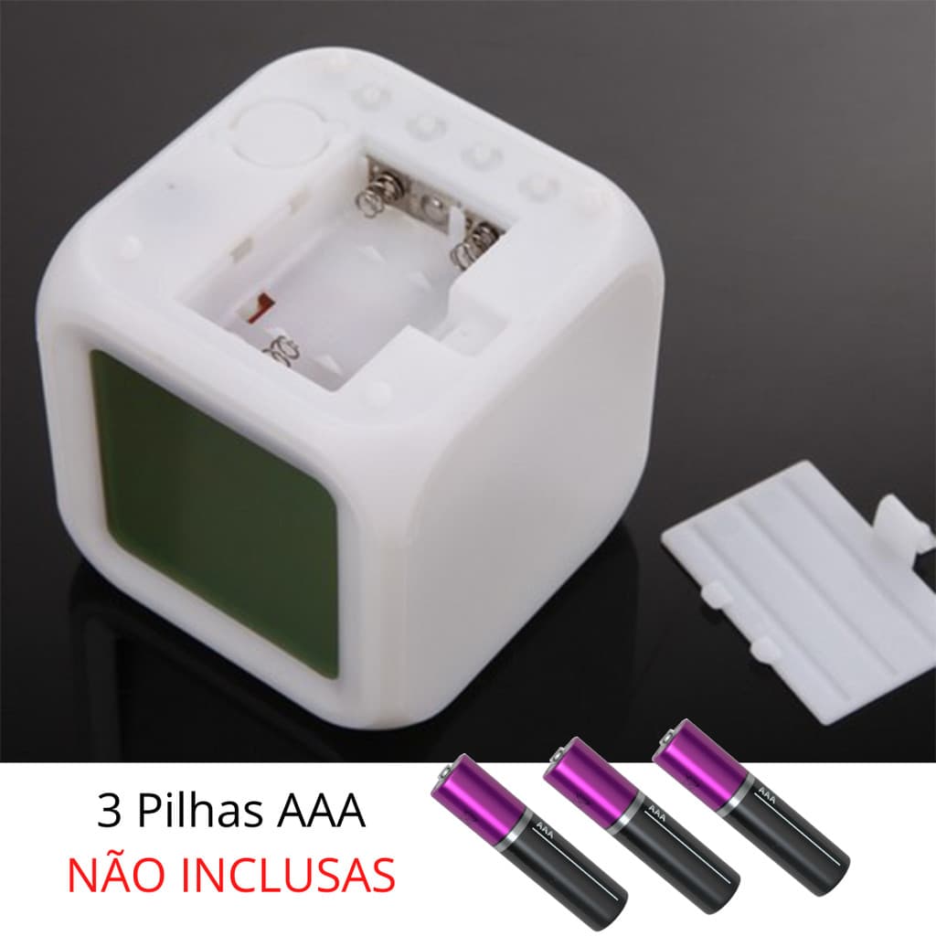 Relógio Cubo Digital Led Colorido Alarme Despertador De Cabeceira