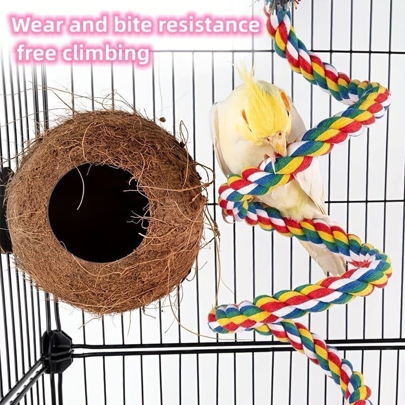 Escada Espiral de Corda para Papagaios, Corda Colorida, Barras de Escalada para Pássaros, Acessórios para Gaiolas, Brinq