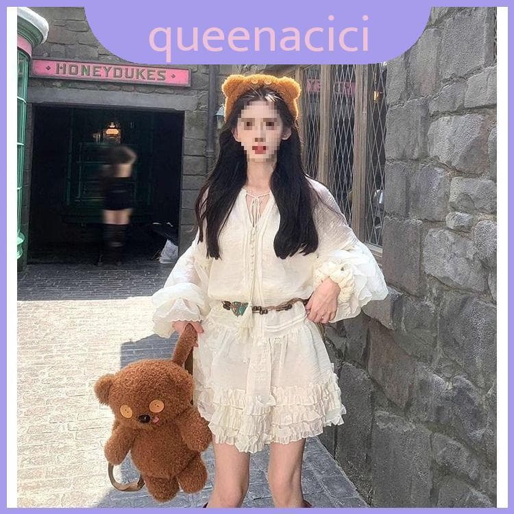 Vestido De Malha Vintage Estilo Com Mangas Lanterna E Decote Em V Para Atividades Casuais De Fitness