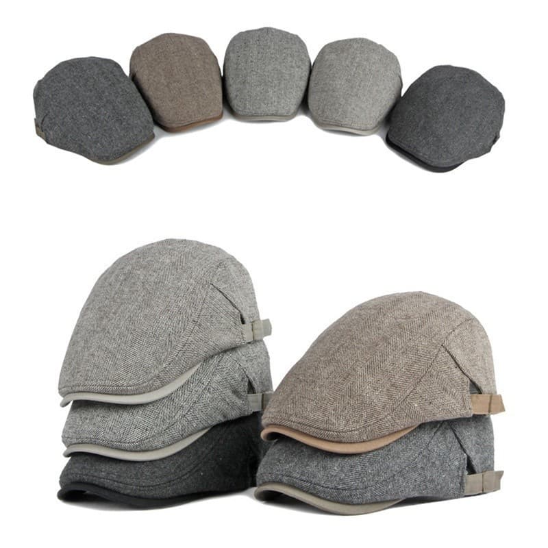 Boinas Masculinas, Boné Estilo Newsboy Retrô, Boné Bico de Pato em Padrão Espinha de Peixe para Outono Inverno, Boné de