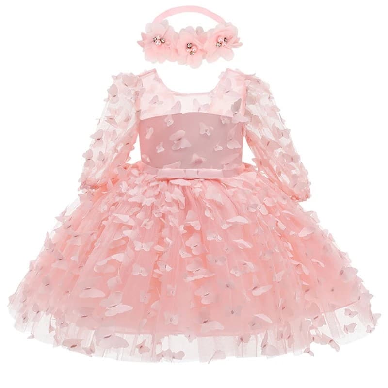 Vestido Recém-Nascido Flores Malha Moda Festa Pequena Princesa De Bebê Presente De Aniversário De Natal Roupas Infantis