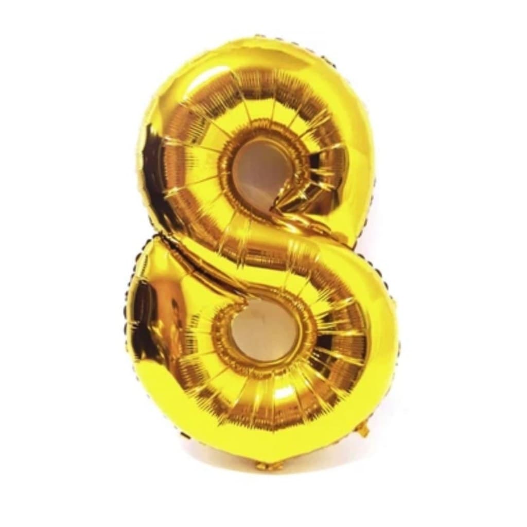 Balão Número 8 ( OITO ) Dourado Metalizado 16 Polegadas 40cm Festa Aniversário Decoração