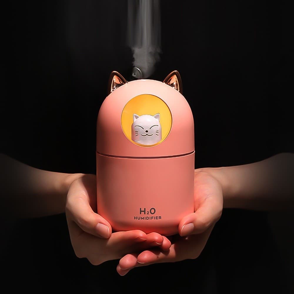 Umidificador Aromatizador Difusor Infantil Gatinho Luz RGB