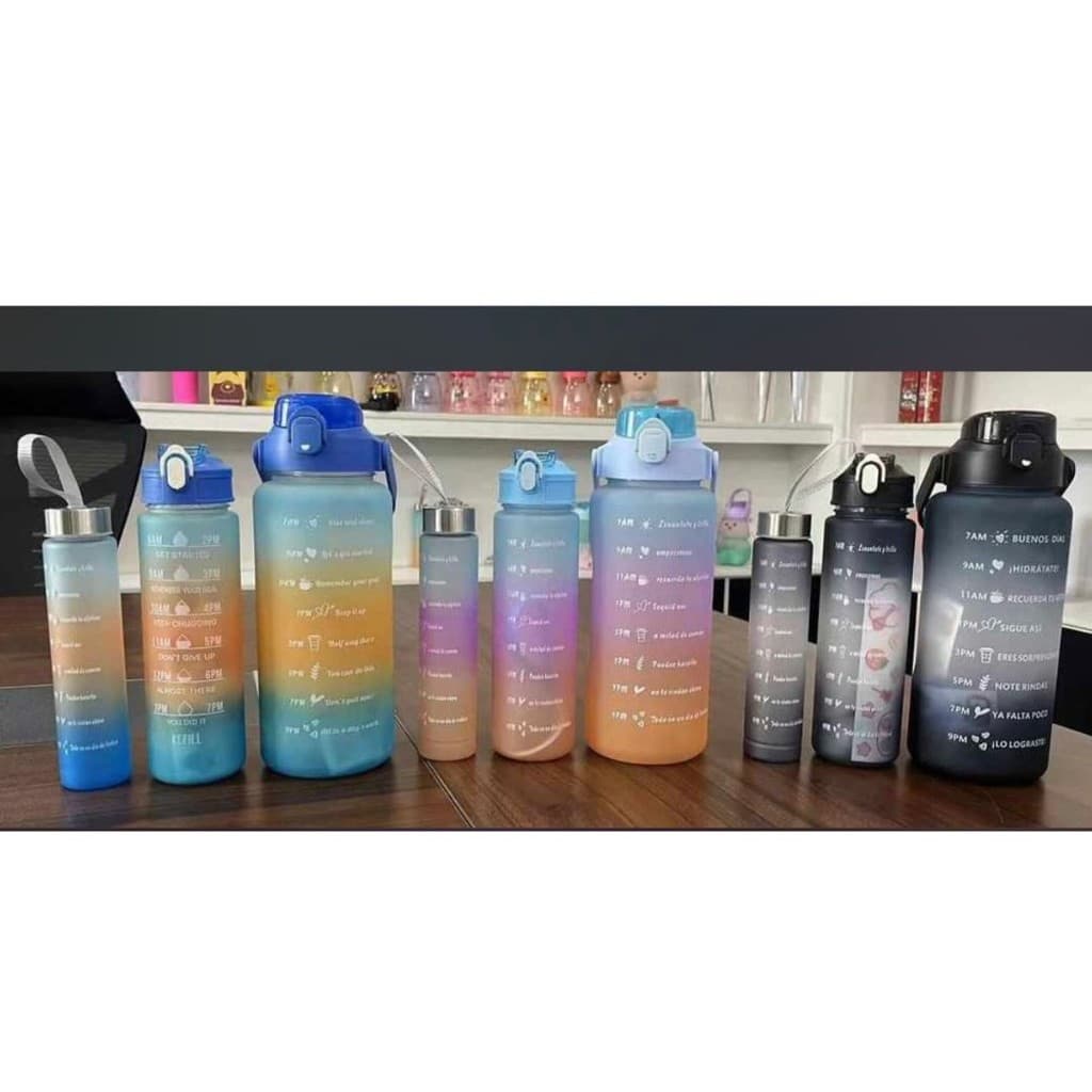 Kit 3 Garrafas motivacional  Galão 300ml, 900ml e 2L - tiktok - SORTIDOS